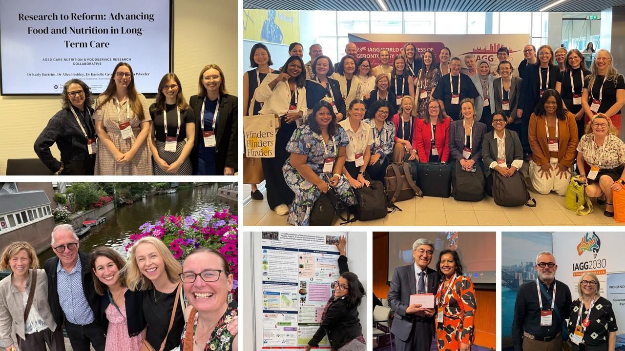 Collage of images from IAGG2026 in Amsterdam featuring AAG members